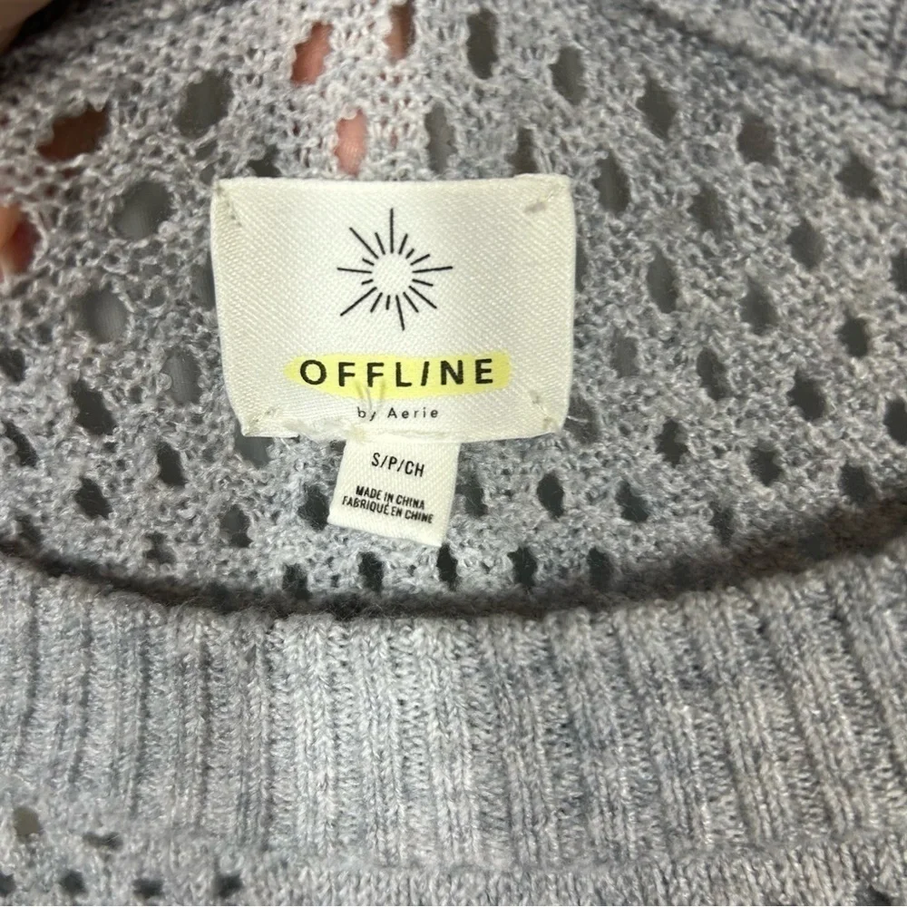Offline by Aerie | Oversized Open Knit Light Gray Sweater Women’s Size Small